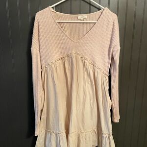 Cream Long Sleeve Long Top